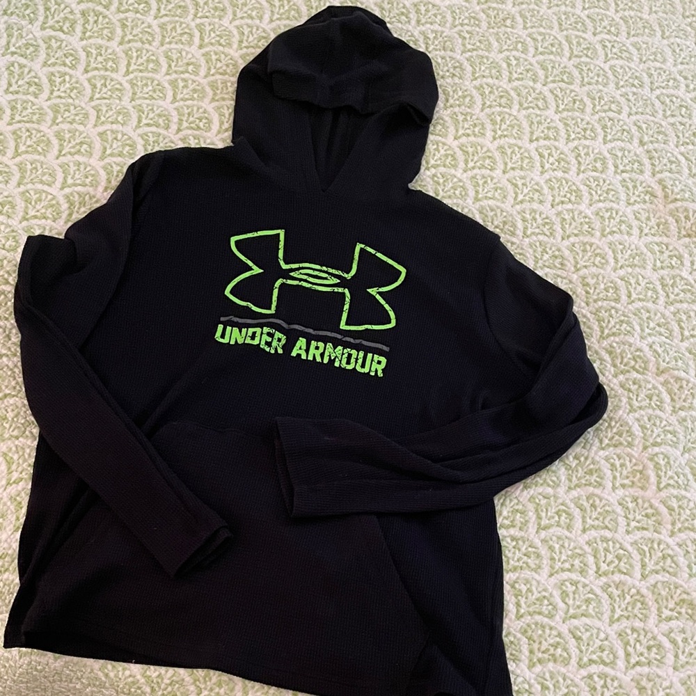 Under Armour Black Hoodie with Bright Green Logo